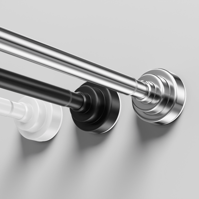 [Popular] 1pc Adjustable Tension Curtain Rod, Spiral Design, Dual-End Adjustable, Plastic Base, Stainless Steel Material, Suitable For Shower Curtain, Window Curtain, Wardrobe, Balcony Clothesline Etc. - Colors: Silver, Black, White, Gray Home Bathroom Decor Fall Decor Bathroom Accessories Back To School