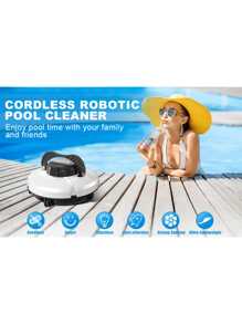 Kabellose robotische Poolreinigung, automatischer Poolsauger, 90-minütige Laufzeit, leistungsfähig, selbstparkend, leicht, ideal für flache/unterirdische Pools bis zu 20 Meter / 100 Quadratmeter