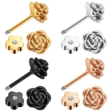 1 件优雅金色不锈钢玫瑰耳环 - 防过敏，适合女士日常通勤时佩戴的多功能耳环珠宝礼物 - 花 - 查看 1