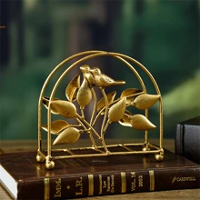 Art Deco Tissue Box - Gold Finish Metal Holder For Coffee Tables & Minibars, Vintage Champagne Rack Style Decor (5-Star Hotel Aesthetic Desk Must Have)
