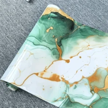 1 Roll Marble Pattern Contact Paper, Glossy Vinyl Self-Adhesive Waterproof Countertop Decorative Wallpaper, Removable Granite Backsplash Sticker, Suitable For Home Decor Kitchen Accessories Kitchen Room Decor Wall Decor Wall Paper Wall Stickers Kitchen Decor - Cadet Blue - View 6
