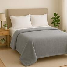 Warm Microfiber Fleece Blanket 1.88x1.38 Double And Single Bed - Various Colors - Grey - View 3