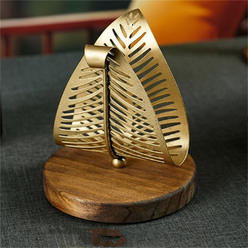 Art Deco Tissue Box - Gold Finish Metal Holder For Coffee Tables & Minibars, Vintage Champagne Rack Style Decor (5-Star Hotel Aesthetic Desk Must Have)