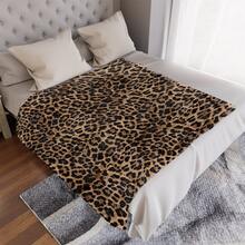 1pc Luxurious Leopard Print Flannel Blanket - Soft, Cozy & Hypoallergenic, Ideal For Sofa, Bed, Office, And Outdoor Use - All-Season Comfort, Bohemian Style, Hand Wash Only, Blanket