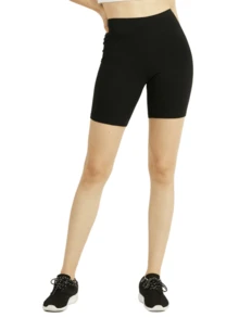 Women's 5'' High Waist Cotton Biker Shorts Leggings Regular Size, High Waisted Biker Leggings Shorts, Women's No See-Through Athletic Workout Running Cycling Volleyball Yoga Shorts, Tummy Control Activewear Shapewear - màu đen - Xem 1