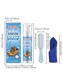 jakehoe 1pc Suede Cleaner - Suede, Nubuck, Leather Cleaning & Care Liquid, Includes Brush & Cloth (100ML) - Deep Cleans Dirt, Stains & Water Marks On Velvet, Leather, Fabric & Canvas Shoes - Multicolor - View 11