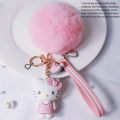  Sanrio A Cute Sanrio Hello Kitty Accessory With A Lovely Plush Keychain Perfect For Purses Handbags And A Charming Gift For Car Lovers. Backpack Decor Keychain For Bag Car Accessories For Women