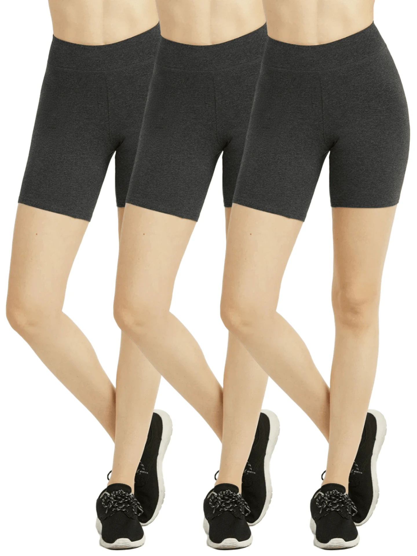 3 Pack Women's 5'' High Waist Cotton Biker Shorts Leggings Regular Size, High Waisted Biker Leggings Shorts, Women's No See-Through Athletic Workout Running Cycling Volleyball Yoga Shorts, Tummy Control Activewear Shapewear - 深灰色 - 查看 1