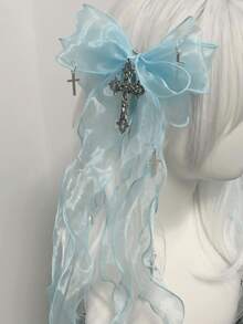 Two Cute Ponytail Hair Clips In Blue Tassel Style; Daily Outfits, Lolita Accessories,Halloween - Multicolor - View 2