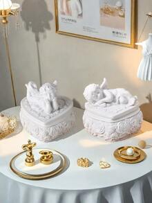 1 件复古天使烛台，北欧风格家居装饰桌面收纳装饰品树脂工艺品 - 彩色 - 查看 3