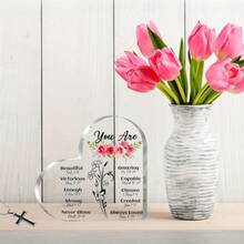 1 Pieza, regalo de mujer, regalo inspirador, regalo religioso, regalo espiritual poesía conmemorativa, placa acrílica en forma de corazón para madres navidad Christmas regalo especial navideño inspirador madre decoración festiva - 1 - Ver 1