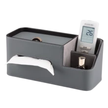 2-In-1 Storage, PU Leather Oval Dual Compartment Tissue Box, Elegant Hidden Storage Box, Napkin Dispenser - Multicolor - View 13