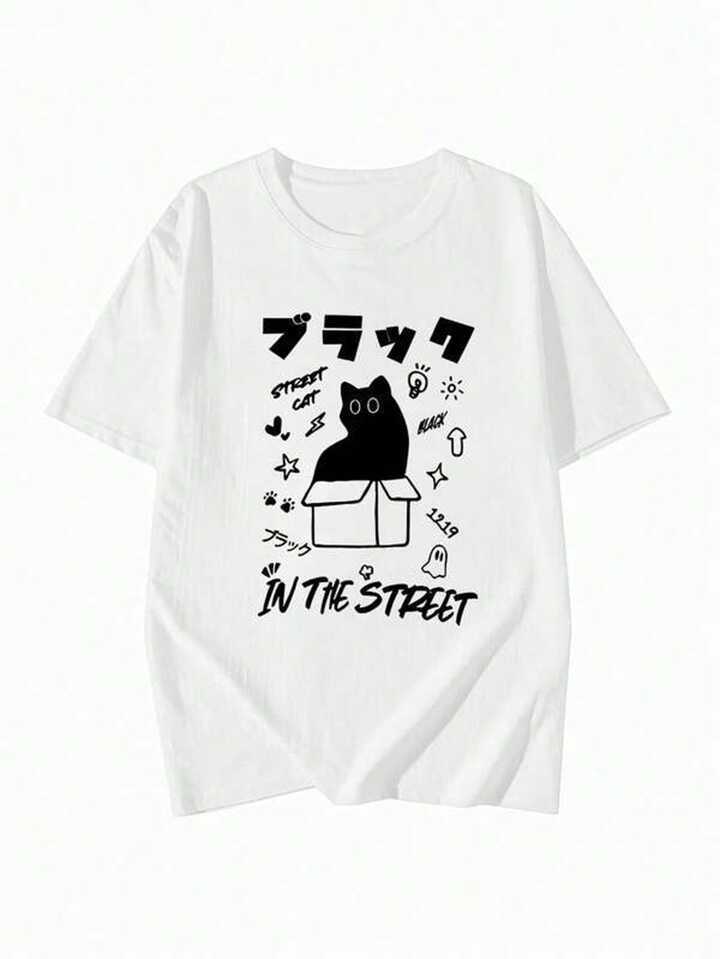 CHARLES ANASTASE　Ｔシャツ　半袖　ホワイト　ネコ　プリント CHARLES ANASTASE Tシャツ 半袖 ホワイト ネコ プリント 半袖(T