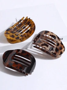 1/3 New Leopard Flat Round Hair Clips, Valentine's Day Halloween Women's Special, Large Alligator Clips, Simple Party Fashion Hair Accessories