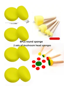 5/10 Pieces Round Painting Sponge, Daily Doodle Tool
