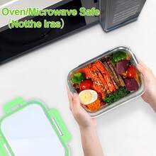 10/2pc Green Glass Food Storage Container Lid, Airtight Glass Meal Preparation Container, Reusable Food Container With Leak-Proof Latch Lid, Suitable For Leftovers, Takeout, Oven, Microwave, Refrigerator, Frozen  Lunch Container - 綠色 - 查看 5
