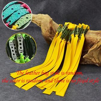 6件/10件狩猎射击弹弓扁平橡皮筋 0.75毫米专业乳胶扁平弹性材料皮革口袋颜色随机