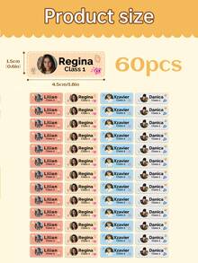52pcs Customized Photo Class Name Stickers, Personalized Image Label Stickers, Custom Design Of Your Own Image, Waterproof Office Name Labels For Stationery, Water Bottles, Lunch Boxes, Scrapbook, Gift For Him Her, Boyfriend, Mom, Dad, Back To School, Dishwasher - Multicolor - View 8