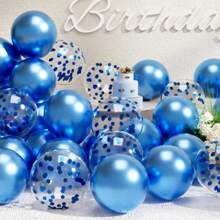 10/20/30 pezzi Set di palloncini in metallo blu/argento/oro/rosso e palloncini coriandoli multicolori, lattex elio, adatti per decorazioni di feste di compleanno e laurea