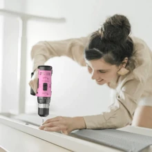 36V Cordless Drill Set - Red Electric Drill With Long-Lasting Battery & Fast Charger, 25 Torque Settings, Max Torque 45Nm, 2-Speed Shifting, Aluminium Alloy Housing, Ideal For DIY Projects, Woodworking & Home Repairs, 2 Batteries Included. - Pink - View 3