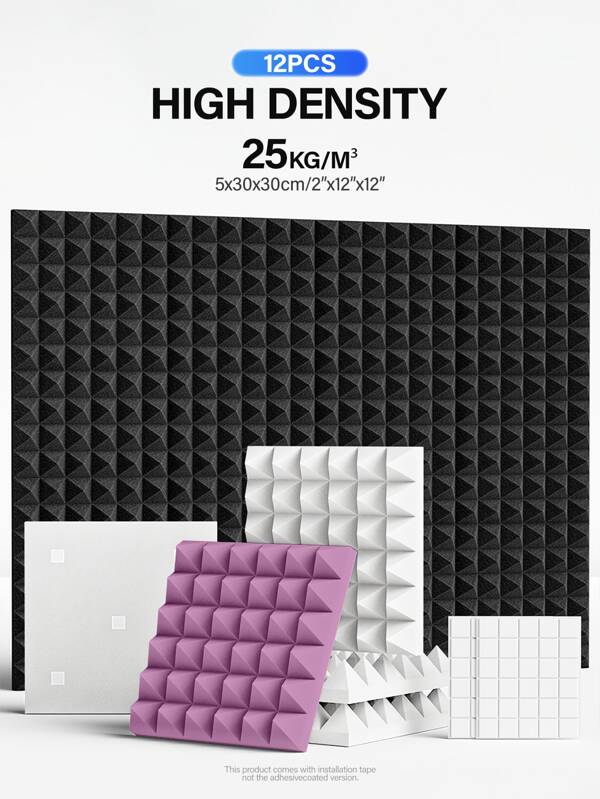 [Essentiel studio] Série de panneaux acoustiques MODX - 12 pièces (30,5 cm x 30,5 cm x 5 cm) Mousse de traitement acoustique - Bloc de mousse ignifugée à haute densité de 25 kg/m³ absorbant le son, élimine le bruit de fond pour les podcasteurs/musiciens (solution murale de couleur neutre)