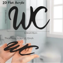 WC卫生间标识牌黑色亚克力-免钉送胶带-商场卫浴超市酒店客房公共卫生间标识牌 - 黑色 - 查看 2