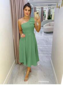 Zero Sleeve Midi Dress 00209 - 綠色 - 查看 2