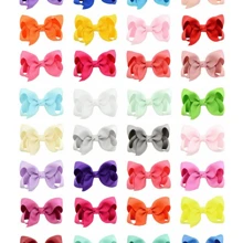30 Stück/20 Stück/10 Stück 7 cm einfarbige Polyester Schleifen Haarspangen, Haaraccessoire, Schul-Accessoire