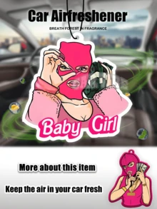 “PINK ART BABY GIRL”设计，汽车挂饰，汽车香氛，汽车空气清新剂和后视镜装饰 - 持久香味，为车内带来清新诱人的氛围，是送给朋友的有趣礼物 - 彩色 - 查看 12