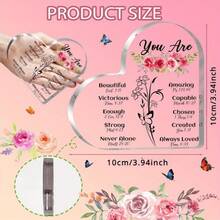 1 Pieza, regalo de mujer, regalo inspirador, regalo religioso, regalo espiritual poesía conmemorativa, placa acrílica en forma de corazón para madres navidad Christmas regalo especial navideño inspirador madre decoración festiva - 1 - Ver 3