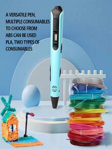 Długopis 3D do nauki dla dzieci, magiczny długopis do rysowania i tworzenia rysunków 3D, działający w temperaturze pokojowej, z 3 regulowanymi prędkościami, wymianą filamentu jednym kliknięciem, edukacyjna zabawka do samodzielnego rysowania i interaktywna zabawa dla rodziców i dzieci, odpowiednia dla chłopców i dziewczynek w wieku 3-12+ lat, kreatywny prezent (długopis, filament, kolor i styl losowe) - Wielokolorowe - Zobacz 3