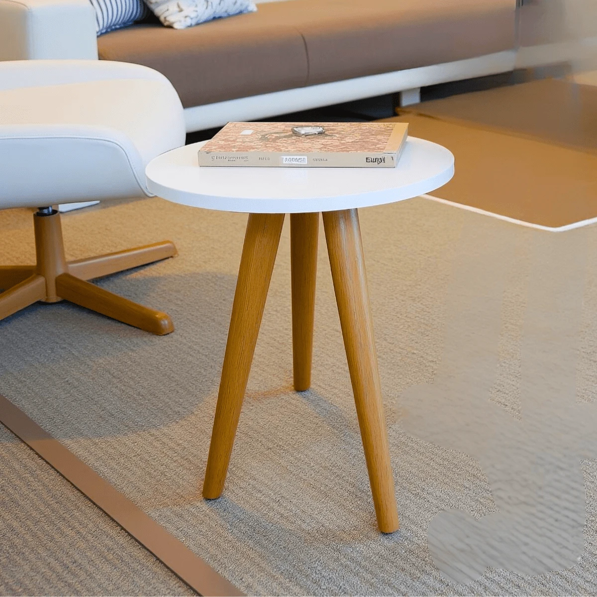 Mesinha De Centro Lateral Redonda Pé Palito Pequena Moderna Decorativa P/ Sofá Sala Quarto Cabeceira