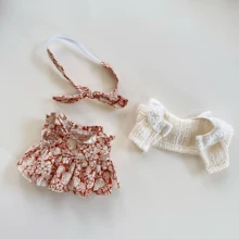 17cm Interchangeable Doll Clothing Set: Floral Dress Outfit, Shoes, Glasses, Hat | Blind Box Costume For Party Or Birthday | Teen Gift (Clothing Accessories Only)