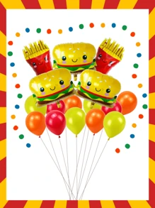 18 Unidades Balões de Látex Coloridos em Tema de Hambúrguer, Batata Frita, Alumínio, Adequado para Decoração de Tema, Festa de Aniversário, Decoração de Festival de Aniversário, Decoração de Bottom Interno, Balão Prop de Foto