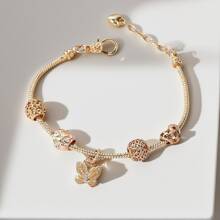 1pc Versatile DIY Bracelet, Fashion Personalized Charm Bracelet With Butterfly & Elephant Designs, Great Gift For Girlfriend, Suitable For Daily Wear, Wedding, Beach, Cute