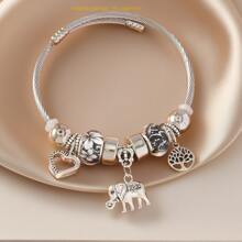 1pc Versatile DIY Bracelet, Fashion Personalized Charm Bracelet With Butterfly & Elephant Designs, Great Gift For Girlfriend, Suitable For Daily Wear, Wedding, Beach, Cute