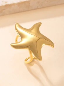 1/3/6 peças, anéis de aço de titânio ajustáveis decorados com strass, luxuosos, dourados, exagerados, florais, quadrados, sol e estrela do mar, enviados aleatoriamente, adequados para mulheres, combinação diária, presente, casamento e festa