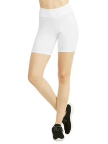 2 Pack Women's 5'' High Waist Cotton Biker Shorts Leggings Regular Size, High Waisted Biker Leggings Shorts, Women's No See-Through Athletic Workout Running Cycling Volleyball Yoga Shorts, Tummy Control Activewear Shapewear - 白色 - 查看 2