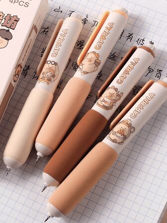 1pc/4pcs/8pcs Capybara Creative Brush Question Pen, (4 In A Box) Exam Brush Question Special, Highly Attractively Gel Pen Random Style Random Color, Complementary Black Pen, Highly Attractively Creative Student Stationery Pen, Detachable, Office Signature Supplies, Gifts For Family, Friends, Colleagues, School Supplies, Teacher Stationery, Gifts For Boys, Gifts For Girls, Suitable For Graduation Season, Eid Al-Adha, Independence Day, Beginning Of School