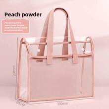 "A4 Waterproof Transparent File Organizer Bag – Portable Multi-Color Document Tote For Back To School, Office & Travel Supplies | Durable School Essentials For Books, Papers & Stationery" - Pink - View 7