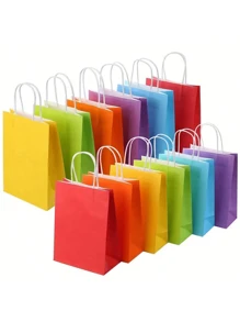 6/12/24 Peças Sacolas de Presente Coloridas para Festa com Alças, Duráveis, Fashionáveis, Multicoloridas, Adequadas para Lembrancinhas de Festa, Artesanato e Presentes, Comemorações de Aniversário, Casamento e Feriados (Cores Mistas Aleatoriamente)