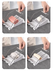 1 Pieza Rebanador de embutido de acero inoxidable, herramienta para cortar jamón en casa, rebanador de huevos de cocina, divisor de huevos y queso, pelador de huevos, cortador de huevos, utensilios de cocina, huevos