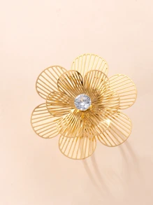 1/3/6 peças, anéis de aço de titânio ajustáveis decorados com strass, luxuosos, dourados, exagerados, florais, quadrados, sol e estrela do mar, enviados aleatoriamente, adequados para mulheres, combinação diária, presente, casamento e festa