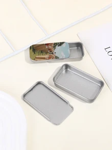 1pc Customizable Square Tin Storage Box, Personalized Graphic Design, Rust-Proof, Corrosion-Resistant, Moisture-Proof, Party Decoration & Storage Item