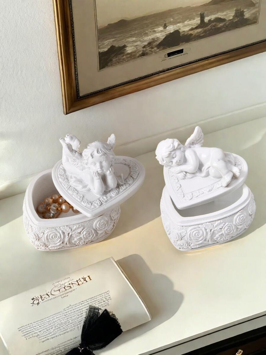 1 件复古天使烛台，北欧风格家居装饰桌面收纳装饰品树脂工艺品 - 彩色 - 查看 1