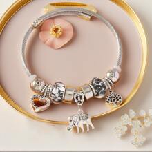 1pc Versatile DIY Bracelet, Fashion Personalized Charm Bracelet With Butterfly & Elephant Designs, Great Gift For Girlfriend, Suitable For Daily Wear, Wedding, Beach, Cute