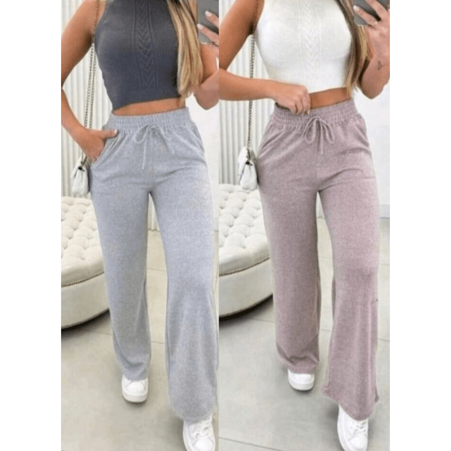 Kit 2 Peças Calça Feminina Lanzinha Moda Inverno Frio Tendencia
