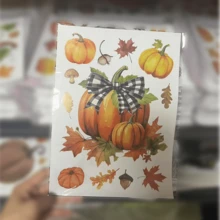 110 piezas/8 hojas Pegatinas de ventana con motivos de acción de gracias y otoño: calabaza, hoja de arce, piña, seta, hoja. Película estática de doble cara, adecuada para decoración del hogar, oficina, fiesta, Acción de Gracias, Halloween, Navidad