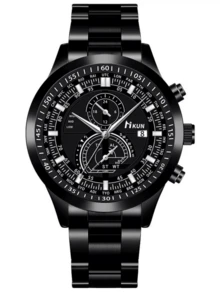 2 件男士休闲时尚钱包 + 时尚石英腕表礼品套装，周年纪念、生日、父亲节的理想礼物 - 黑色套裝4 - 查看 10