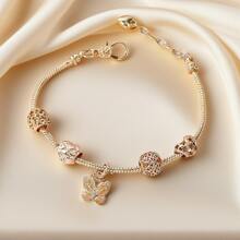 1pc Versatile DIY Bracelet, Fashion Personalized Charm Bracelet With Butterfly & Elephant Designs, Great Gift For Girlfriend, Suitable For Daily Wear, Wedding, Beach, Cute